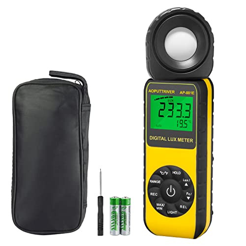 AP-881E Gama de Medidores Lux Digitales hasta 300,000Lux, Medidor de Luz Digital Portátil Temperatura Ambiente ISO, ROHS, GMC Aprobado